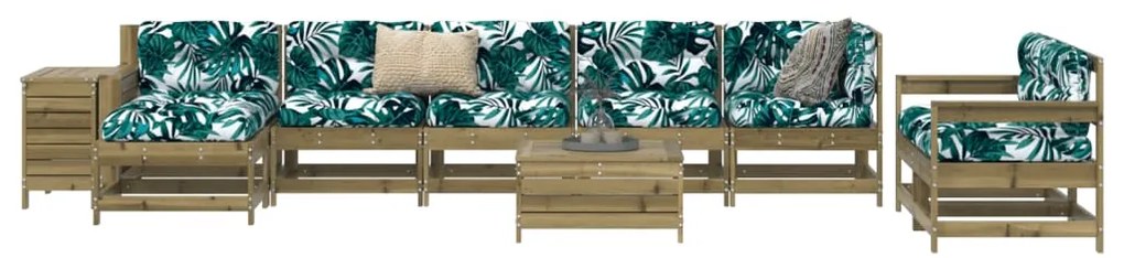 10 pcs conjunto sofás de jardim madeira de pinho impregnada