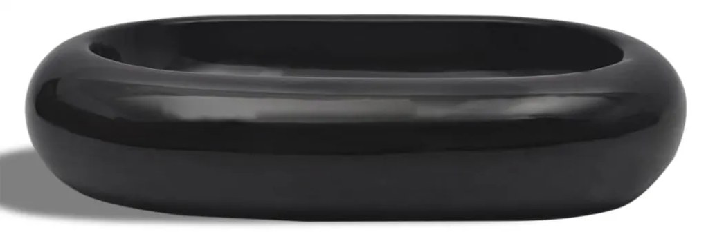 Lavatório de cerâmica oval preto