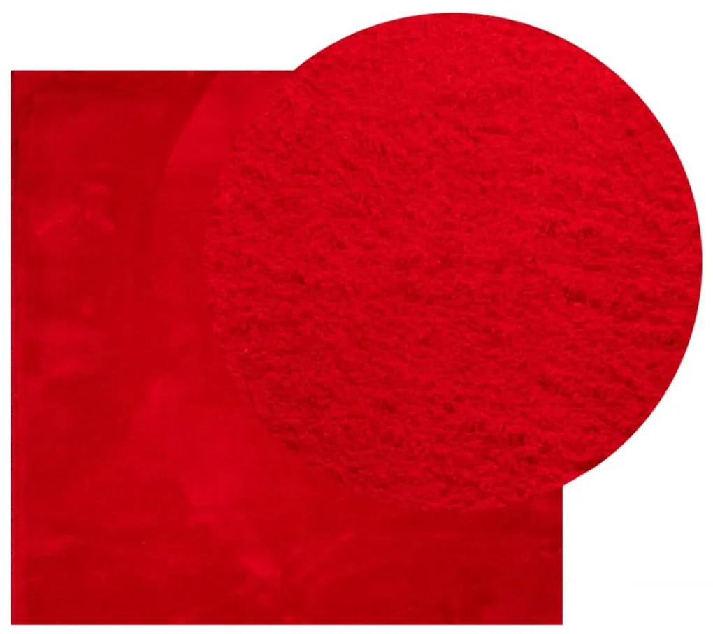 Tapete pelo curto macio e lavável HUARTE 200x200 cm vermelho