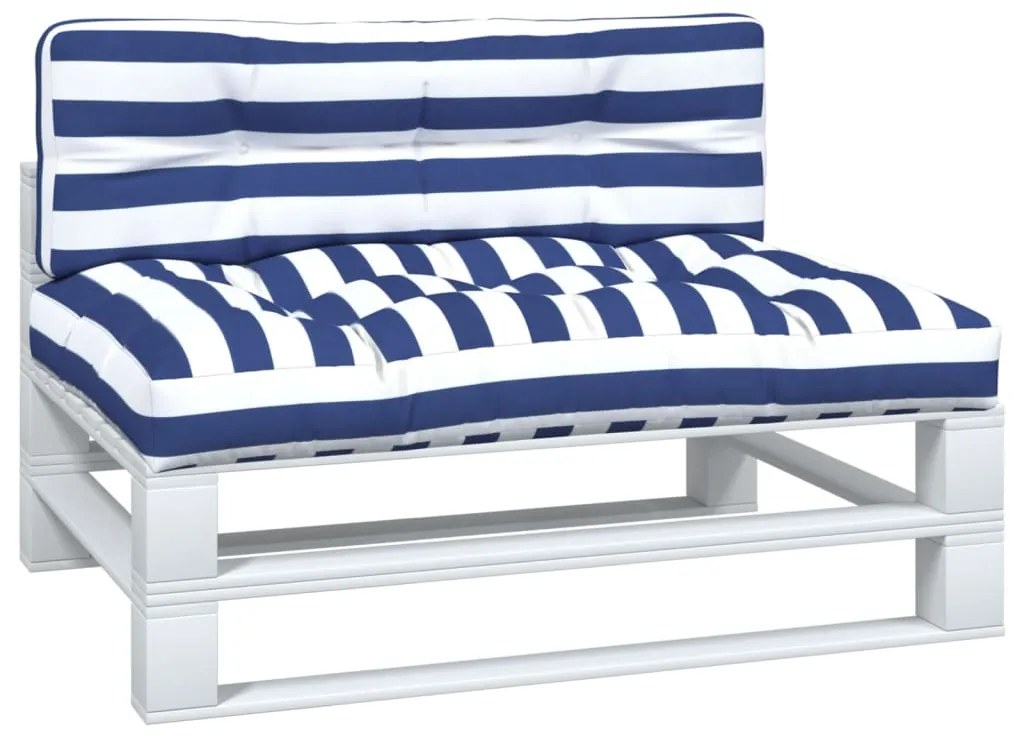 Almofadões p/ móveis de paletes 2 pcs tecido riscas azul/branco