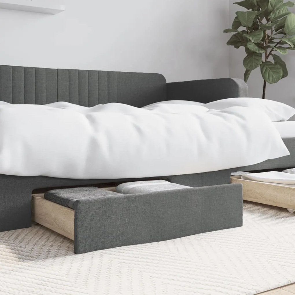 833911 vidaXL Gavetas de cama 2pcs derivados de madeira e tecido cinza-escuro