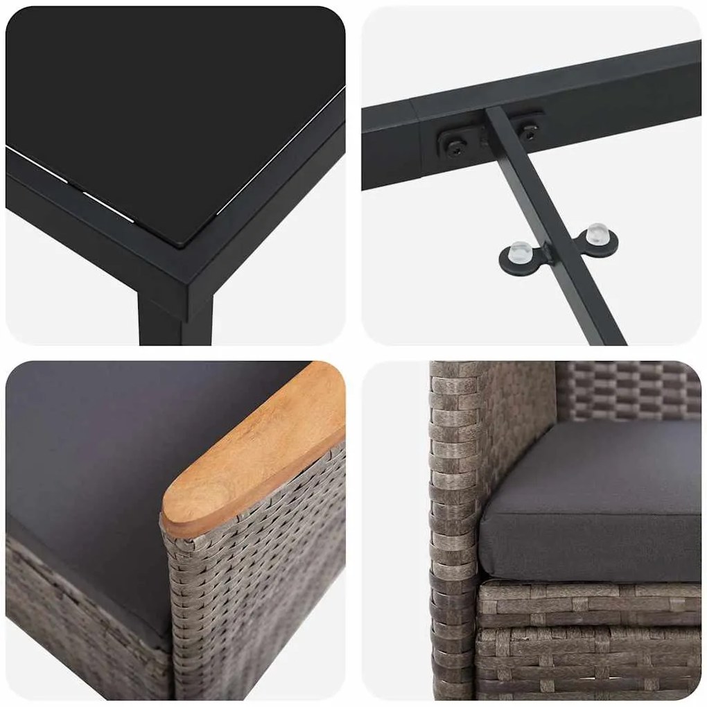 Cadeiras Externas 5 pcs Cinzento 80 x 80 x 73 cm Ratan PE