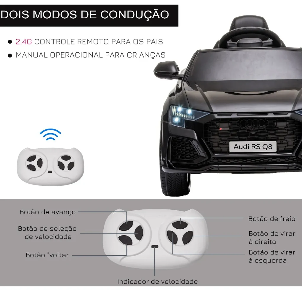 Carro Elétrico Infantil Mercedes Bens 6V Com Controle Remoto Preto