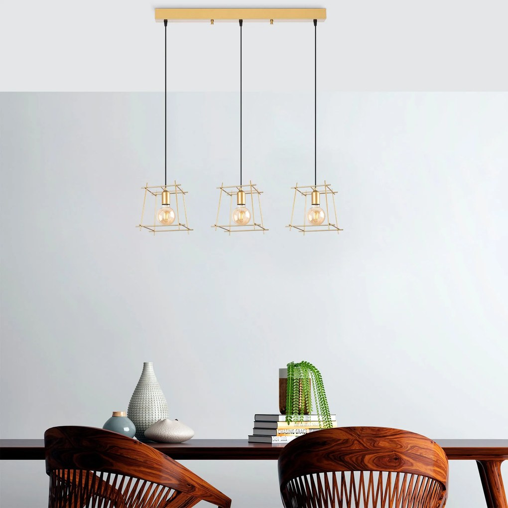 Candeeiro de Teto Coman – Ouro Brilhante – 101 x 24 x 122 cm