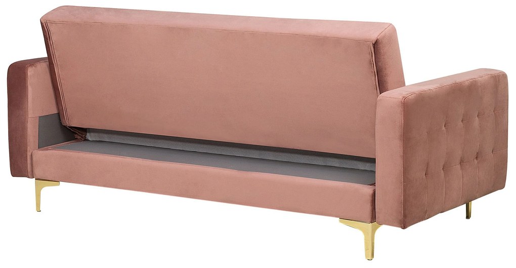 Sofá-cama de 3 lugares em veludo rosa ABERDEEN Beliani