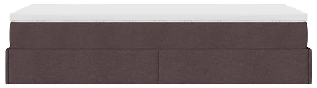 Estrutura cama otomana colchão 90x200 cm tecido castanho escuro