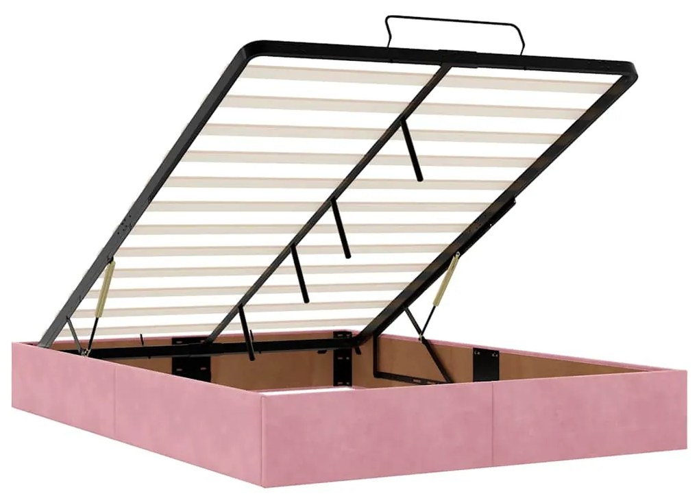 Estrutura de cama otomana com colchões 140x190 cm veludo rosa