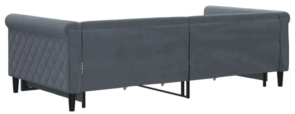 Sofá-cama c/ gavetão e gavetas 100x200cm veludo cinzento-escuro
