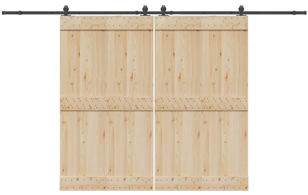 Kit de ferragens para porta deslizante 366 cm aço preto