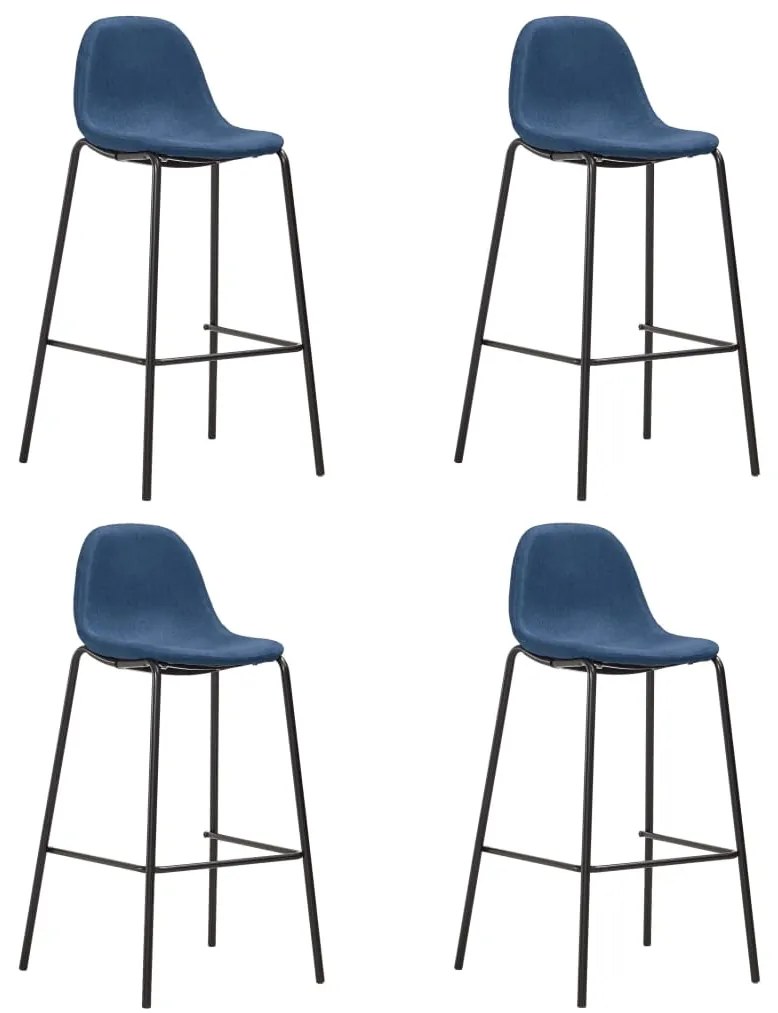 vidaXL Cadeiras de bar 4 pcs tecido azul
