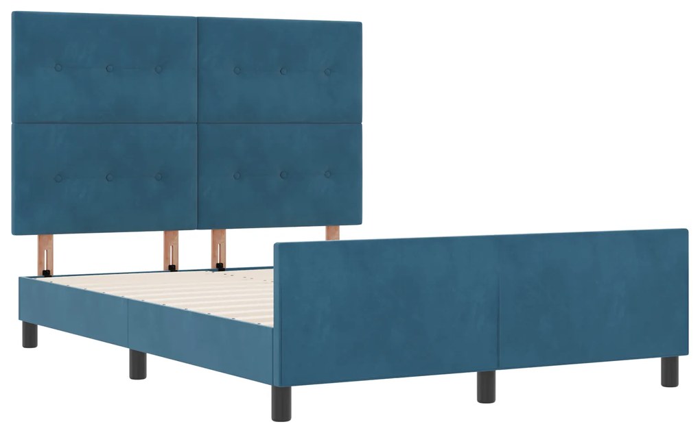 Estrutura de Cama vidaXL Azul Escuro 140x200 cm Veludo