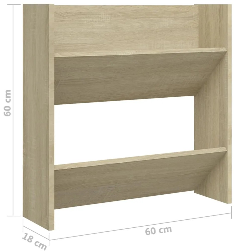 Sapateira de parede 60x18x60 cm contraplacado carvalho sonoma