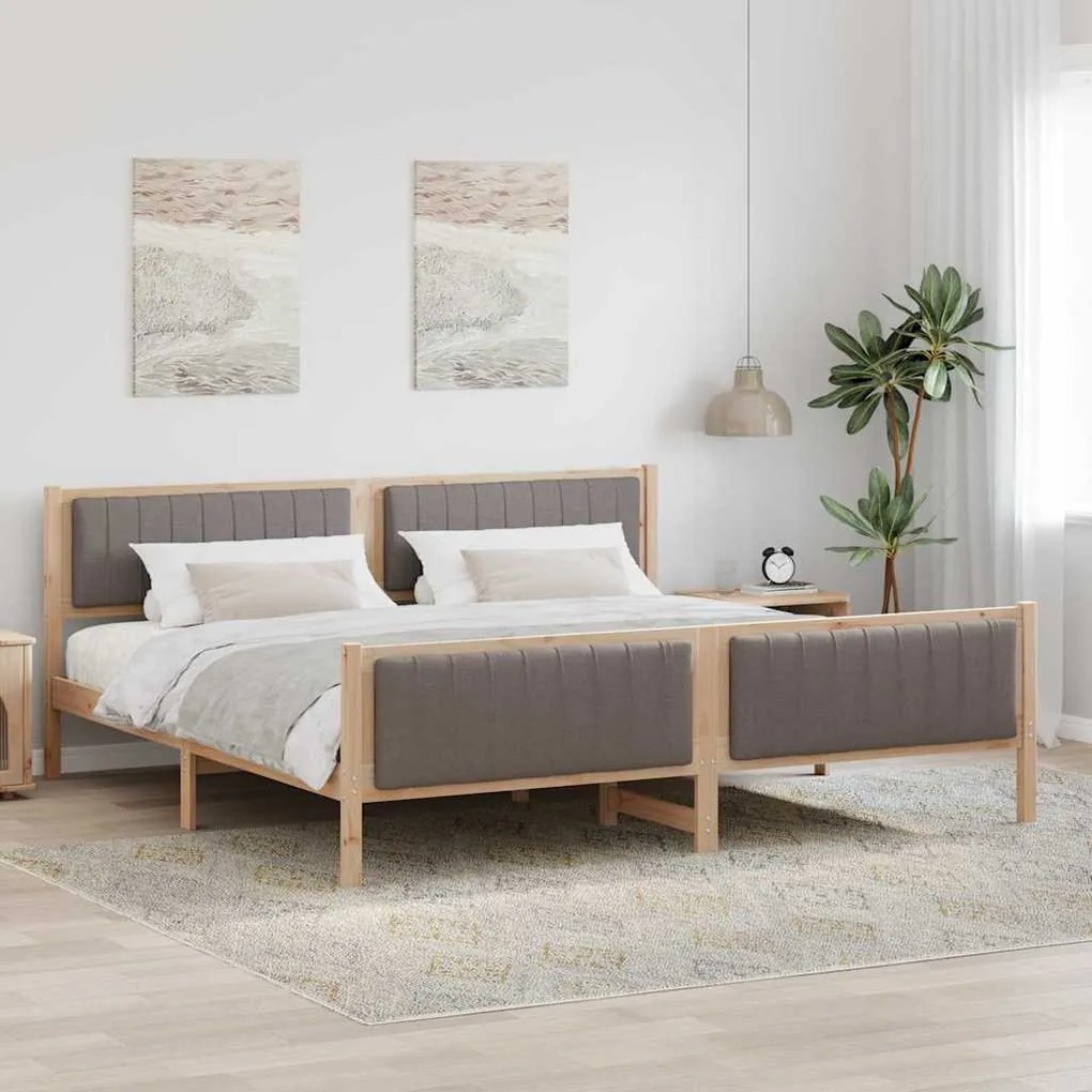 vidaXL Estrutura da cama com cabeceira Marrom e taupe 200 x 200 cm