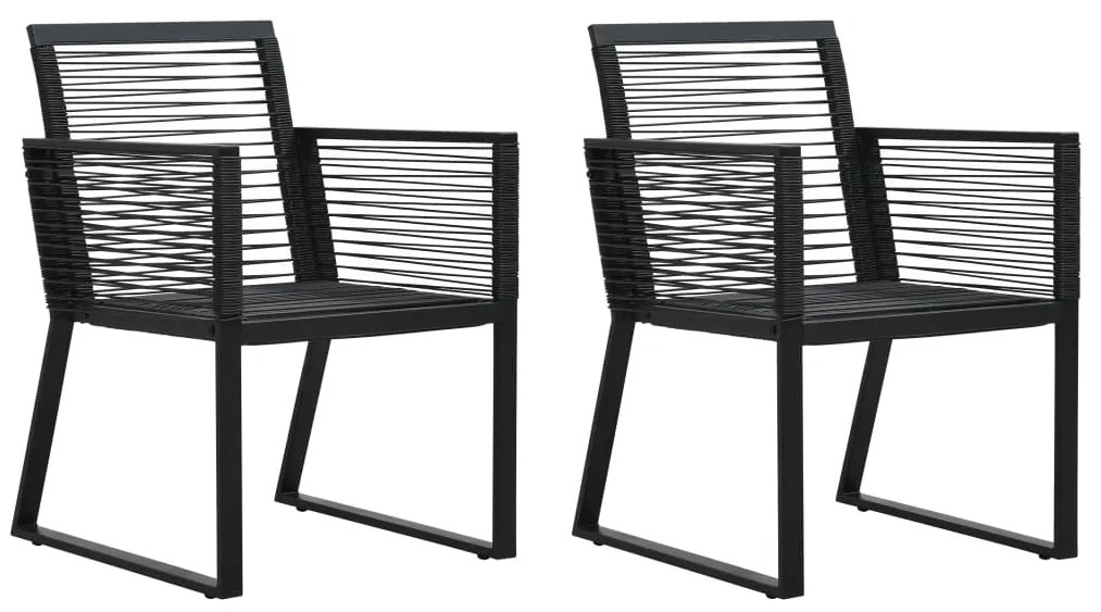 3 pcs conjunto de jantar para jardim vime de PVC preto