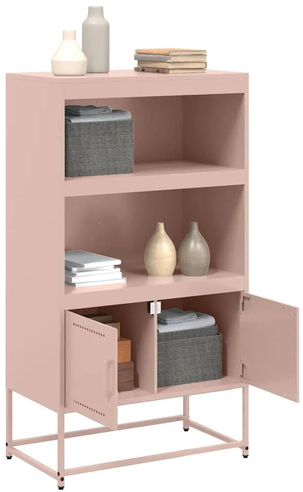 Aparador alto 68,5x38,5x123,5 cm aço rosa