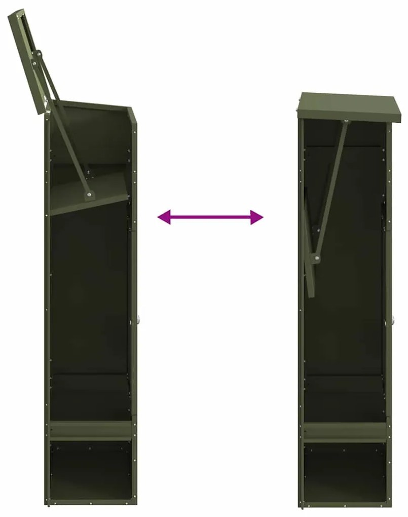 Caixa para entrega de pacotes Verde-oliva 44,5 x 29 x 110,5 cm