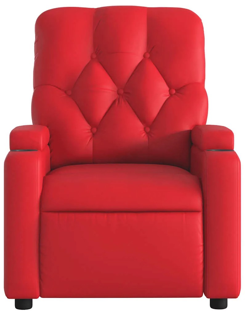 Poltrona reclinável elétrica couro artificial vermelho