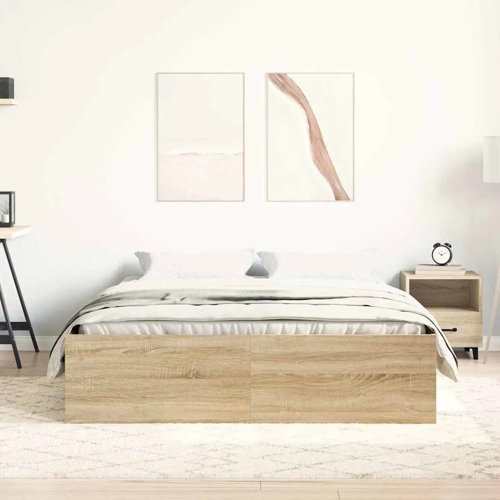 Estrutura de cama 140x190 cm carvalho sonoma