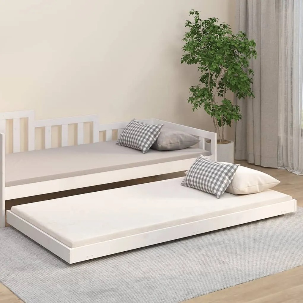 Cama sem colchão 100x200 cm madeira de pinho maciça branco