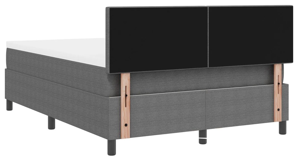 Cama Box Spring com Colchão Cinza 160x200 cm Tecido de Veludo
