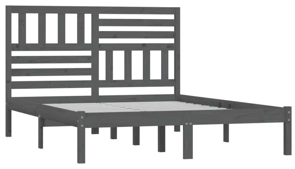 Estrutura de cama king 150x200 cm pinho maciço cinzento