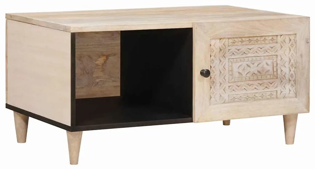 vidaXL Mesa de centro Bege 80 x 50 x 40 cm Madeira de acácia maciça