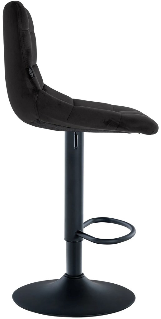 Banco de bar Jerry em veludo com estrutura preta 87-108,5 x 43 x 46,5 cm Preto