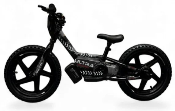 Bicicleta de equilíbrio elétrica de 24 volts com rodas de 16 polegadas, motor elétrico preta