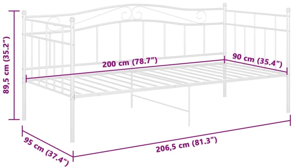 Sofá-cama 90x200 cm metal branco