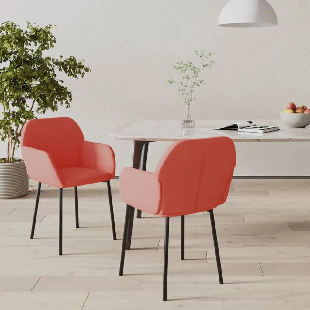 344705 vidaXL Cadeiras de jantar 2 pcs veludo rosa