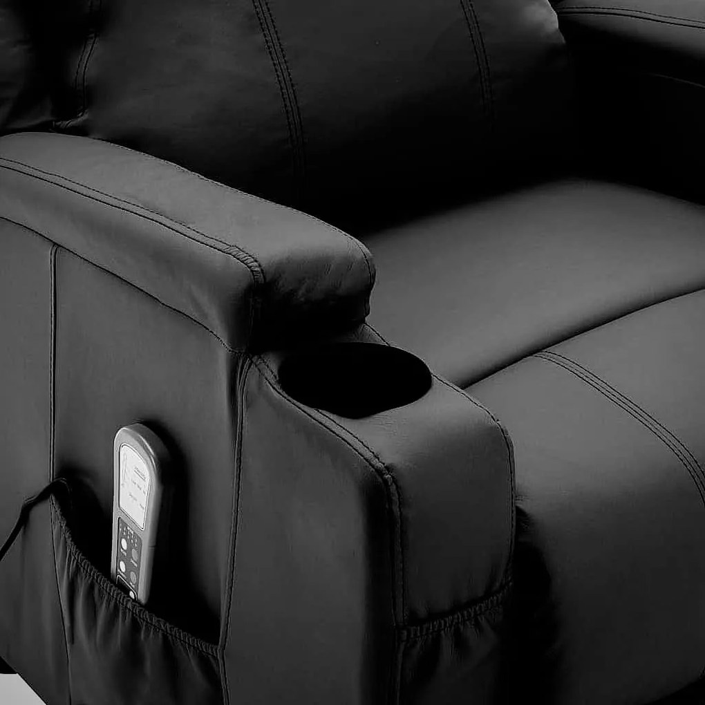 Poltrona Kaila de Massagens Reclinável em Couro Artificial - Cinzento