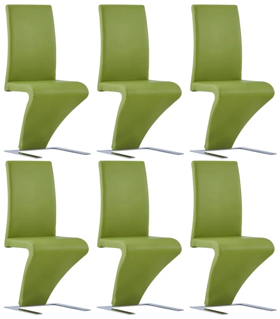 278883 vidaXL Cadeiras de jantar ziguezague 6 pcs couro artificial verde