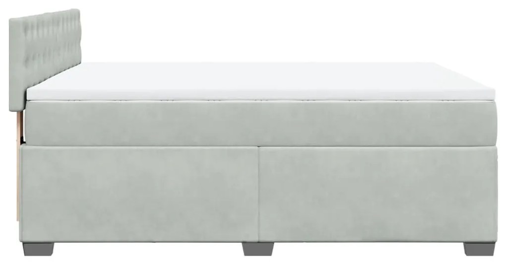Cama com molas/colchão 160x200 cm veludo cinzento-claro
