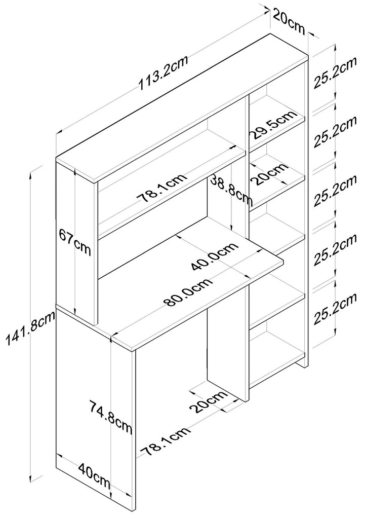 Secretária de Estudo HA104 – Branco – 113,2x141,8x40 cm