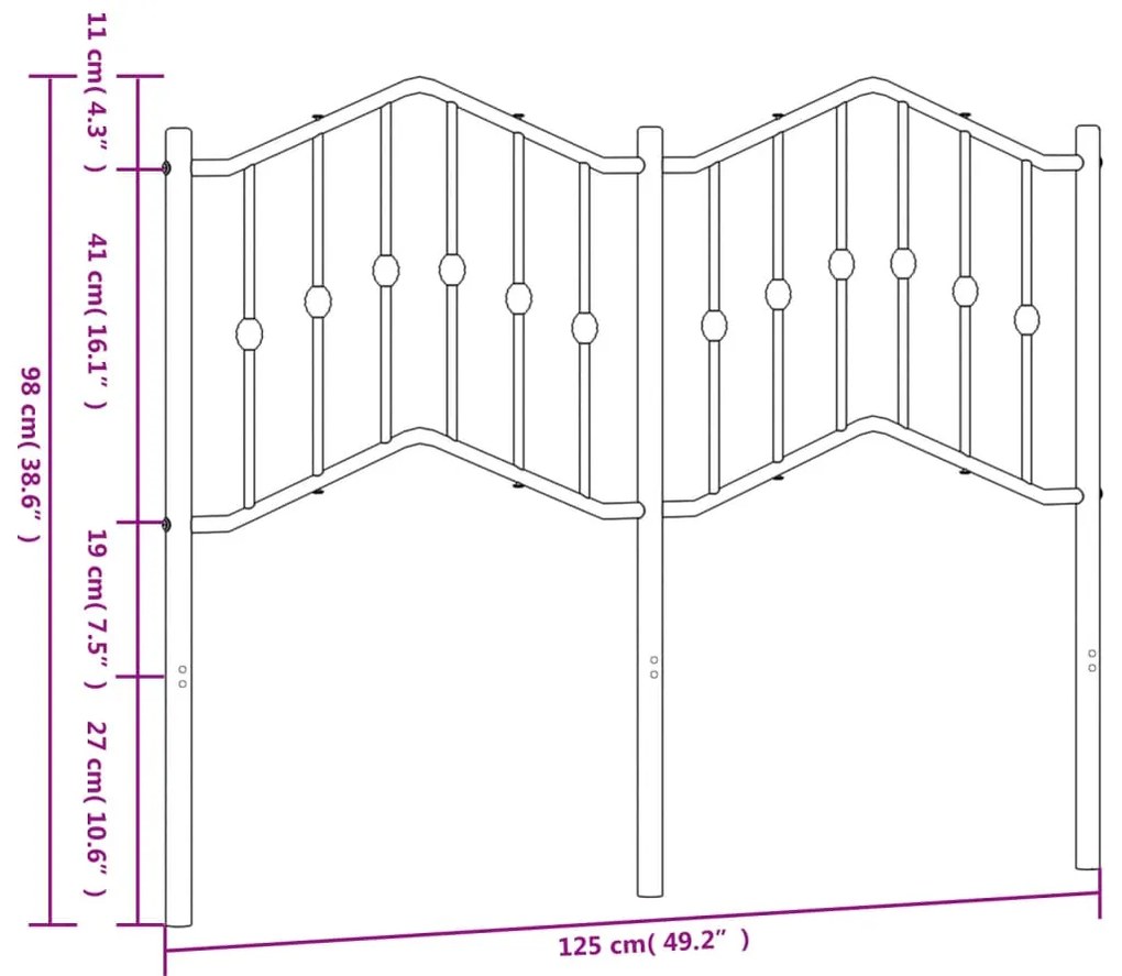 Cabeceira de cama 120 cm metal preto
