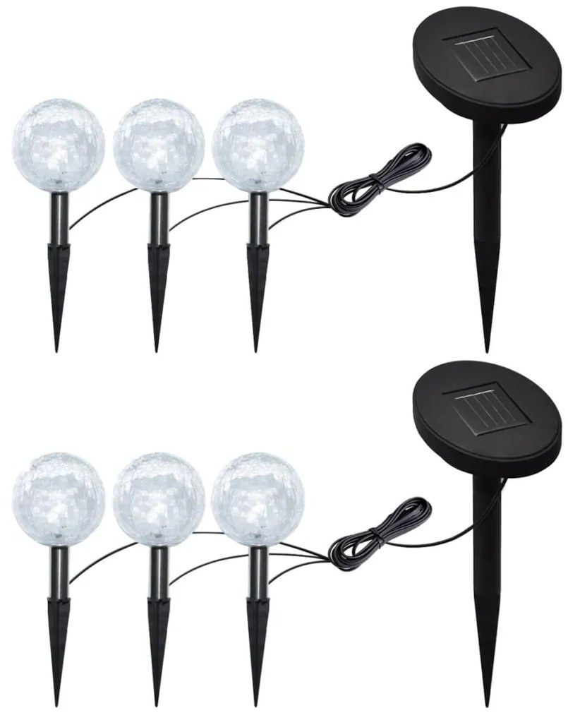 Candeeiros de jardim 6 pcs LED com estacas e painéis solares