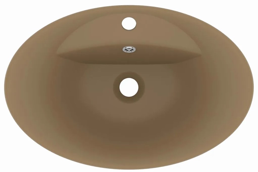 Lavatório luxuoso oval 58,5x39 cm cerâmica creme mate