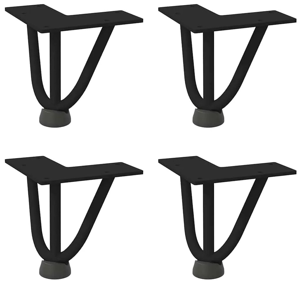Pernas de grampo para mesa de centro 4 peças pretas 10 cm aço maciço