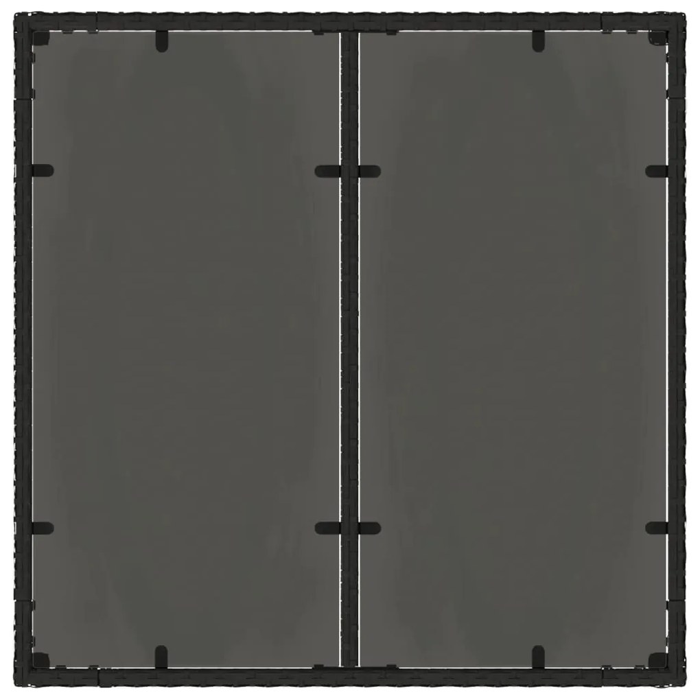 Mesa de jardim com tampo de vidro 90x90x75 cm vime PE preto