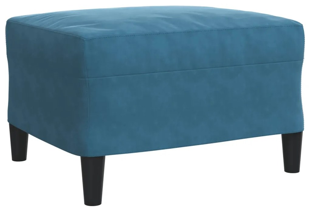 3 pcs conjunto de sofás com almofadões e rolos veludo azul