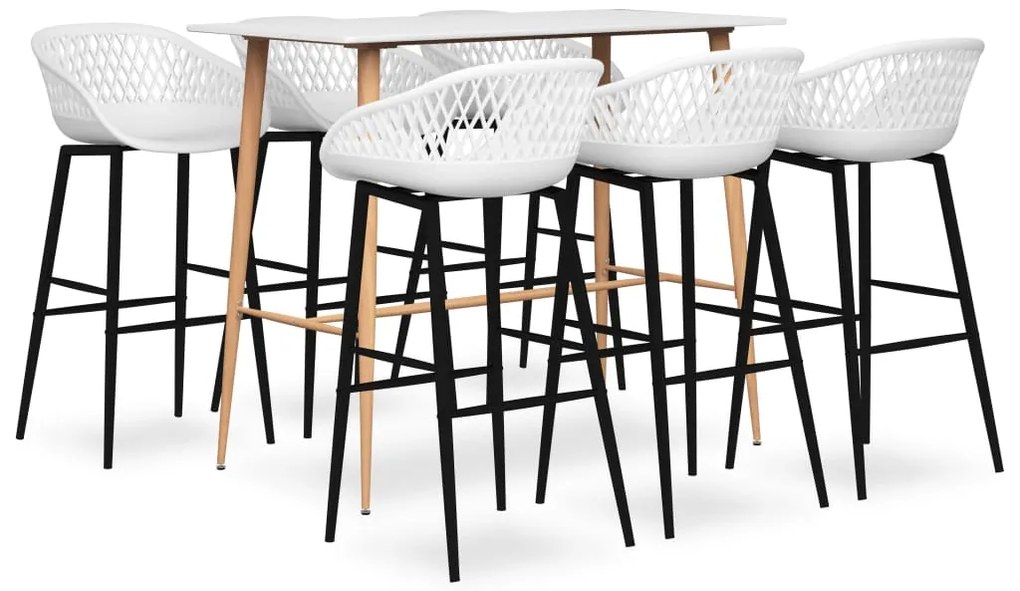 vidaXL 7 pcs conjunto de bar branco