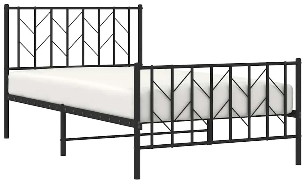 Estrutura de cama com cabeceira e pés 100x200 cm metal preto