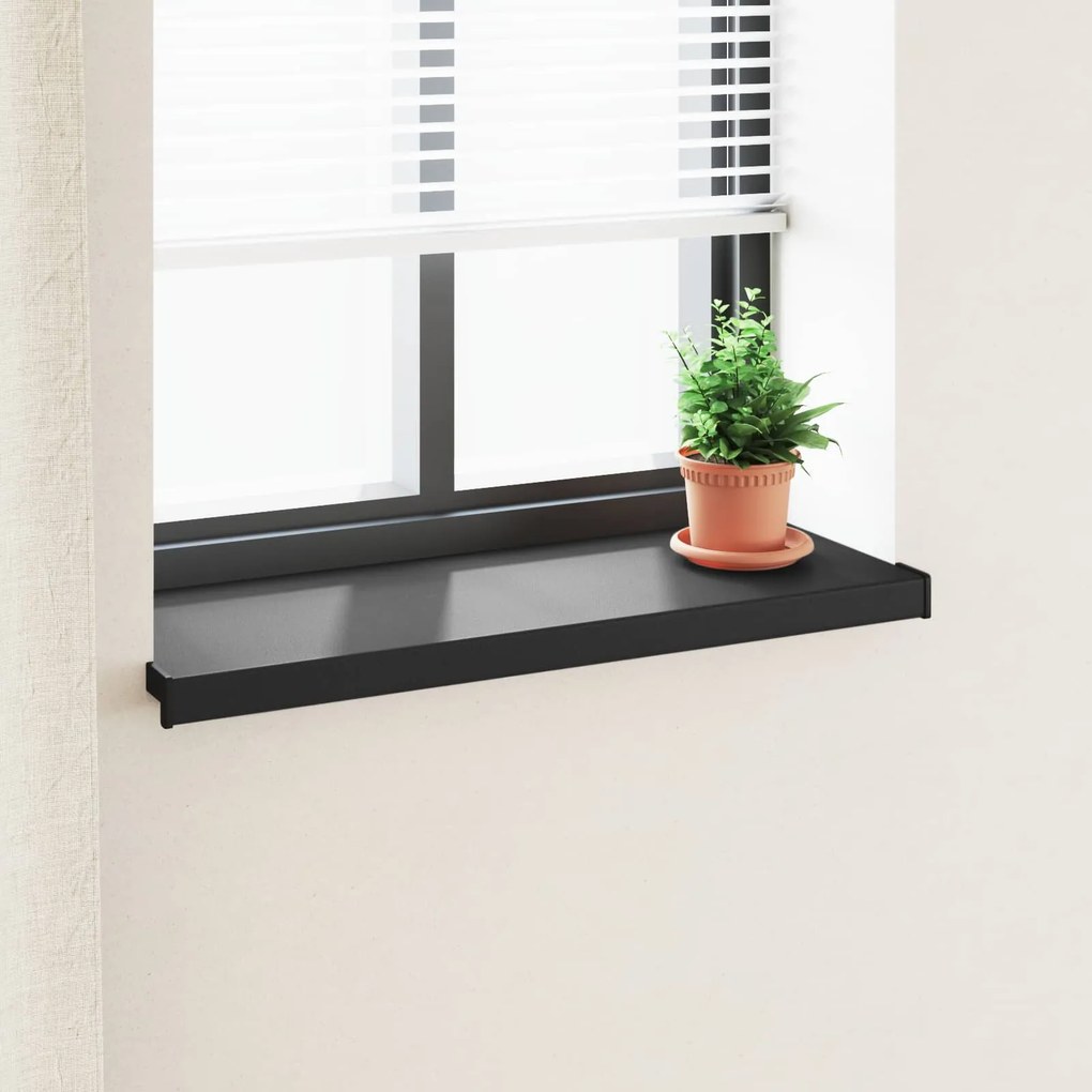 vidaXL Soleira de Janela Preto com Textura de Madeira 60 x 35 x 4,5 cm