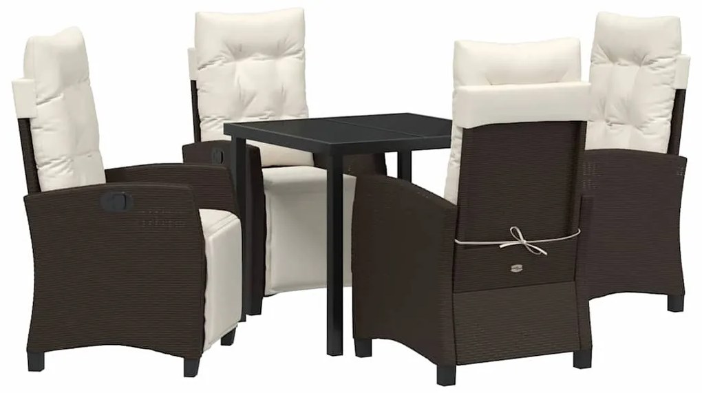 Conjunto de jantar de jardim com 5 peças em rattan poliéster marrom.