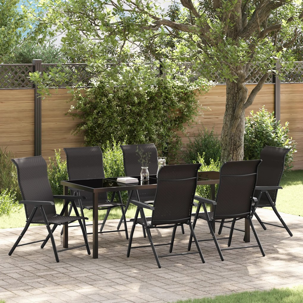 vidaXL Conjunto de Jantar de Jardim de 7 Peças Preto Rattan