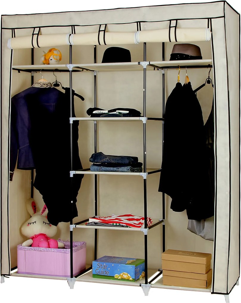 Guarda roupa em tecido 150 x 45 x 175 cm Bege