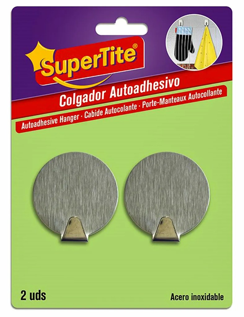 Cabide Adesivo Supertite Inox Pack 2