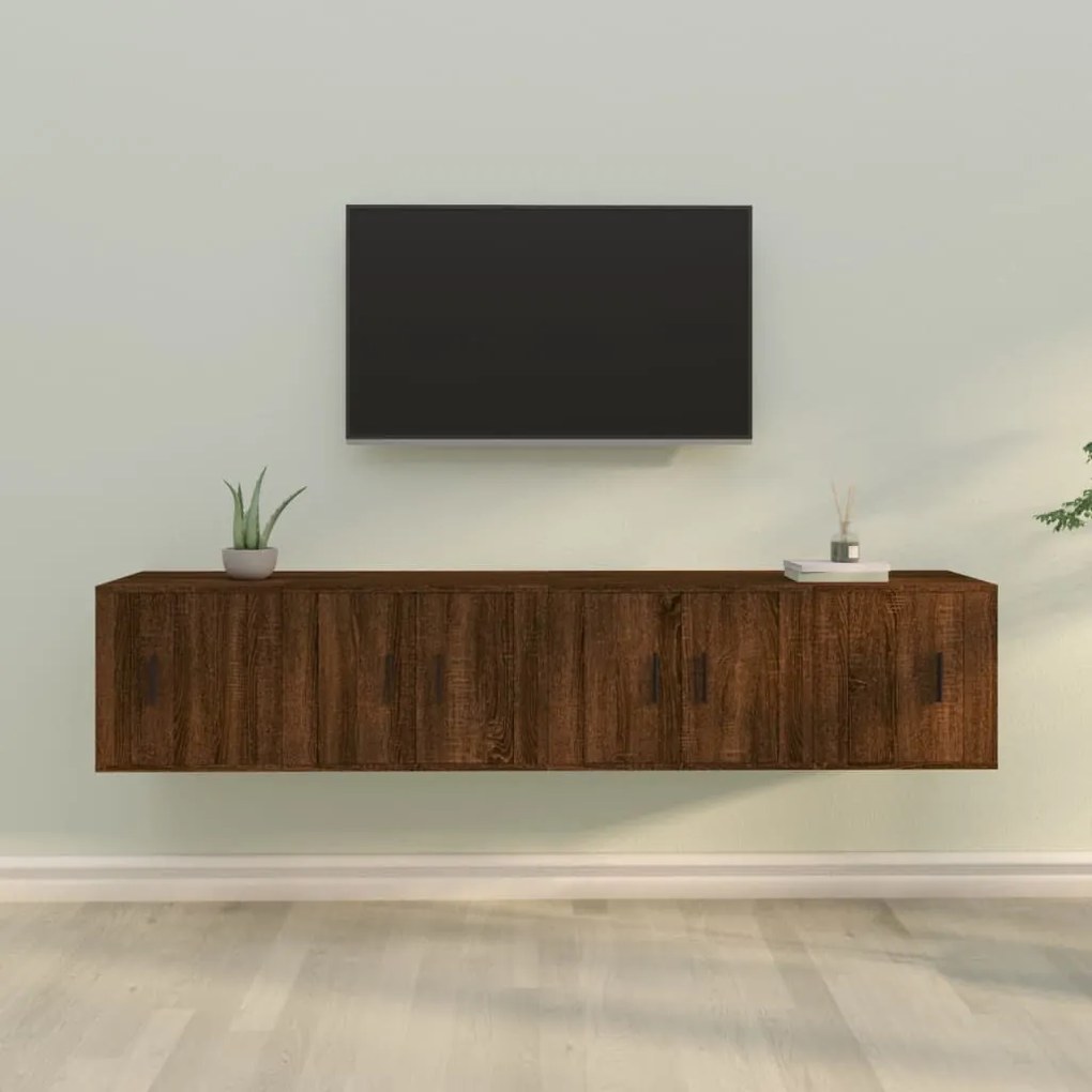vidaXL Conjunto móveis de TV 4pcs madeira processada carvalho castanho