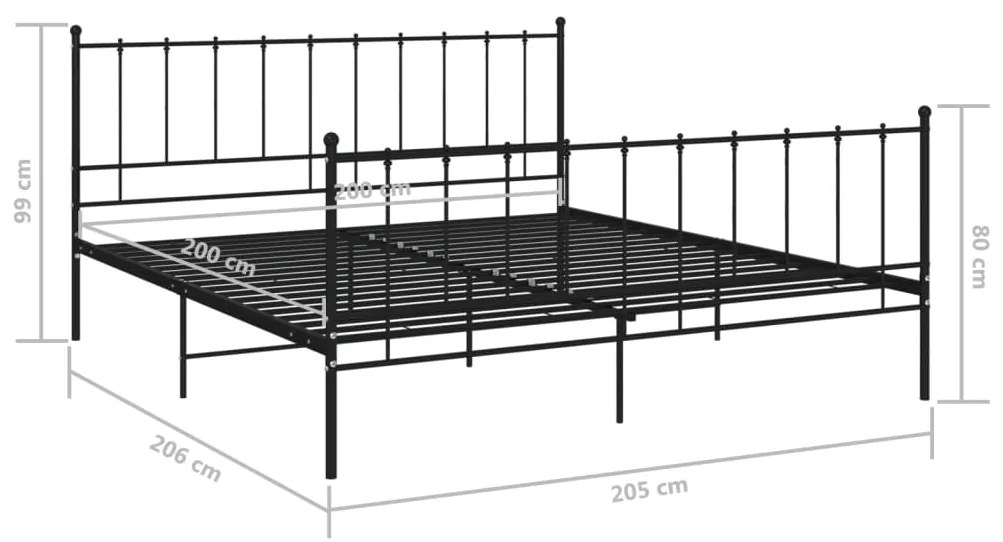 Estrutura de cama 200x200 cm metal preto