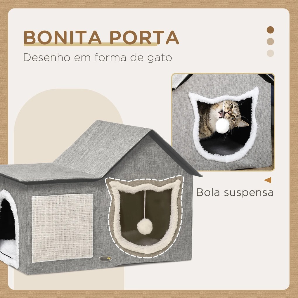 PawHut Casa para Gatos Cama para Gatos Interior com Almofada para Arra